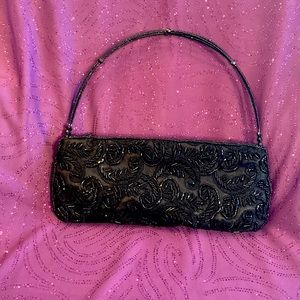 Sequin beaded and satin clutch